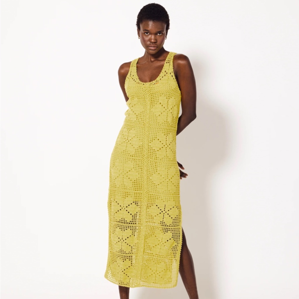 Cleobella Citron Yellow Crochet Maxi Dress XL